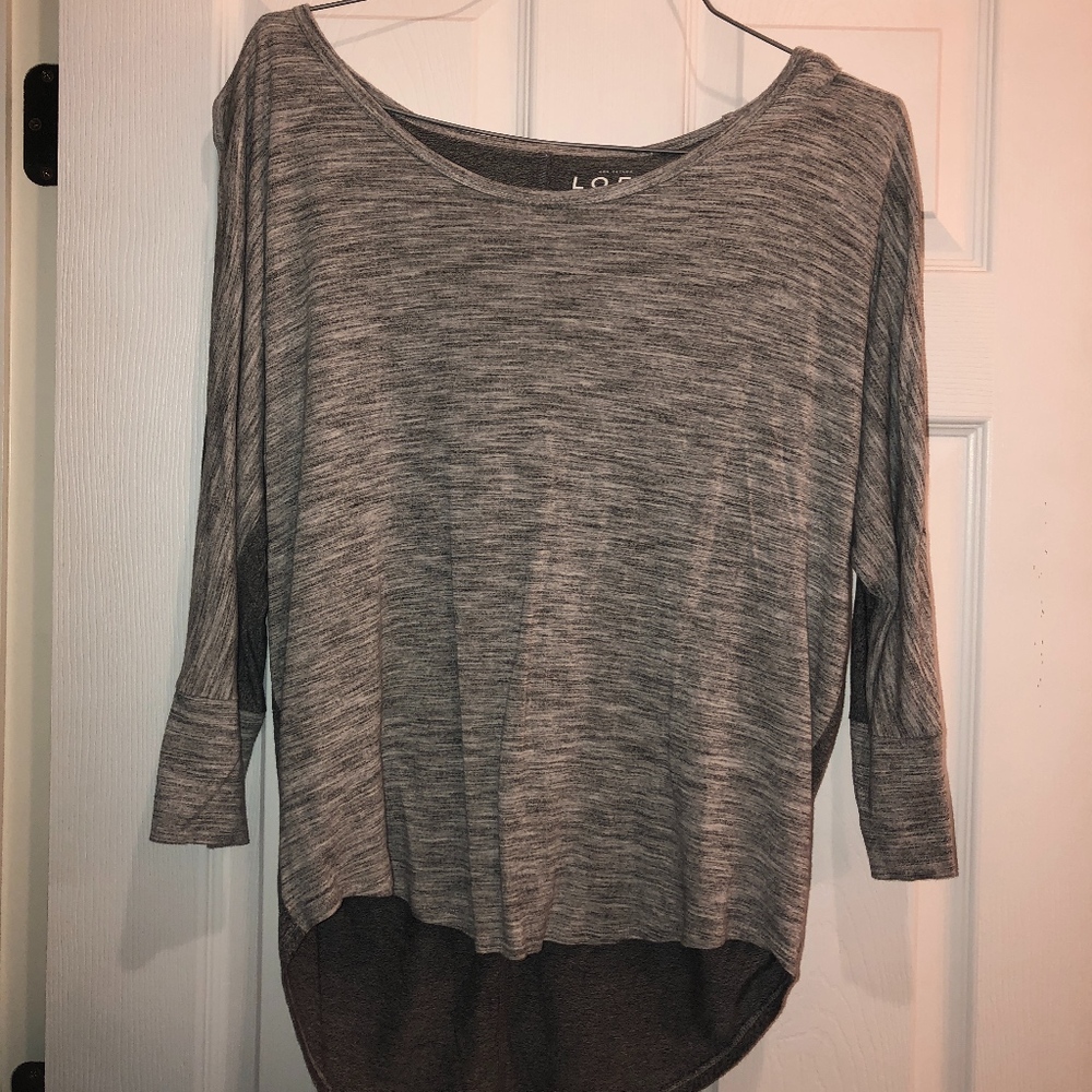 Loft Grey High Low 3/4 Sleeve Top